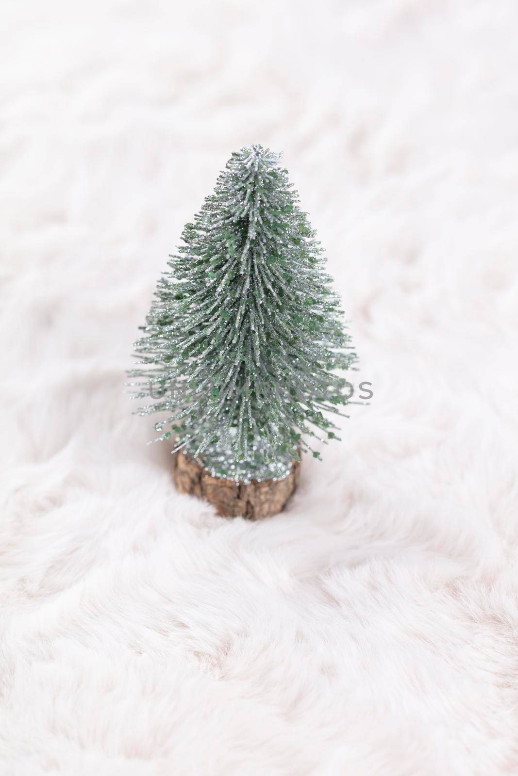 Christmas little trees and wool background by gitusik