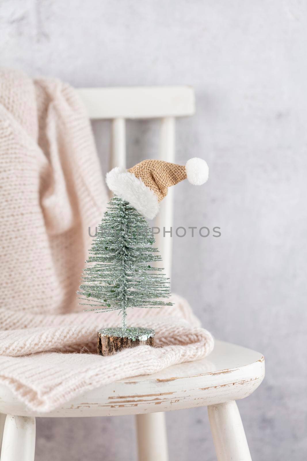 Cozy scandinavian family home on a Christmas eve. Xmas Concept, Decoration Over Grunge Background.