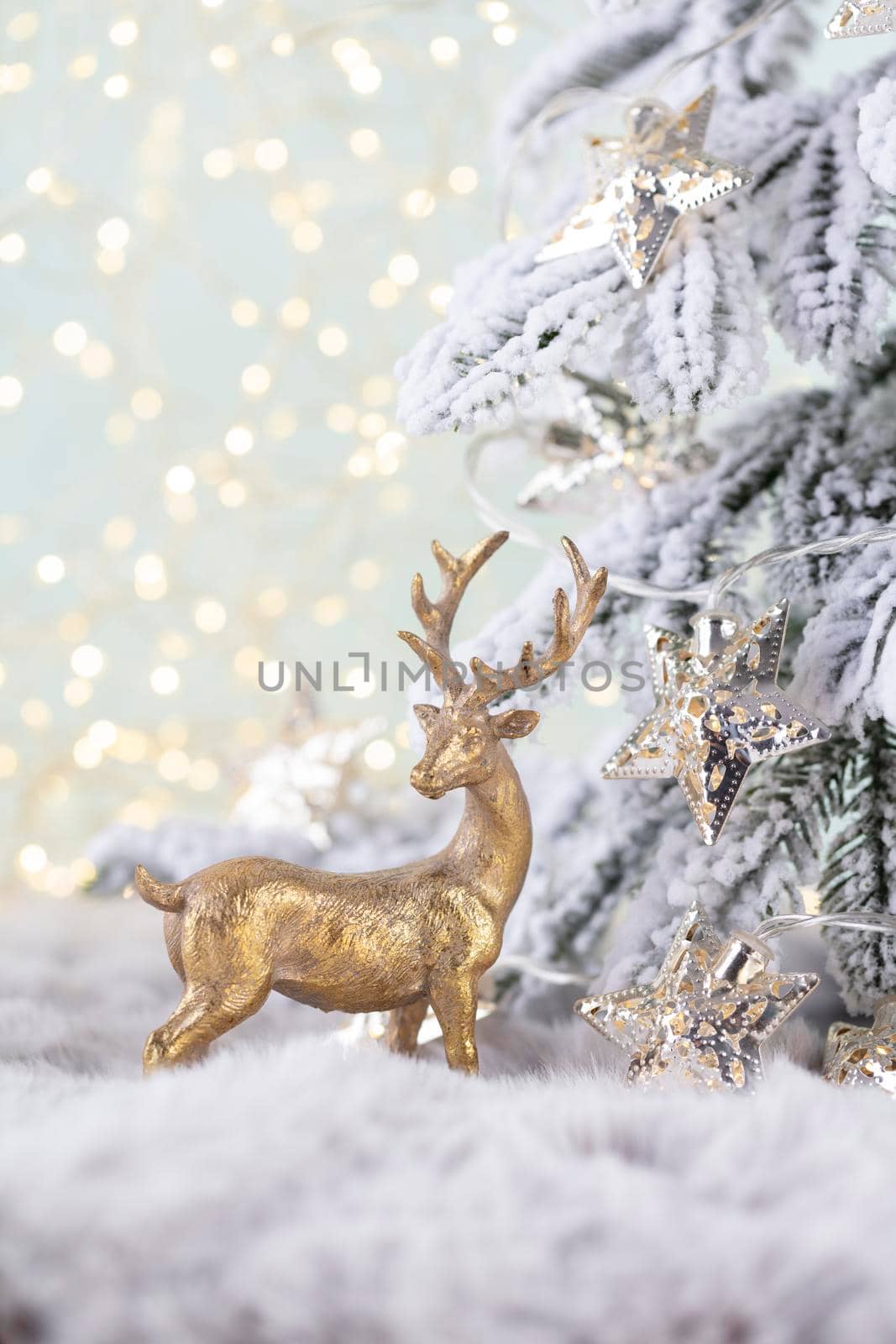 Christmas and newyear cozy decoration, bokeh background. by gitusik