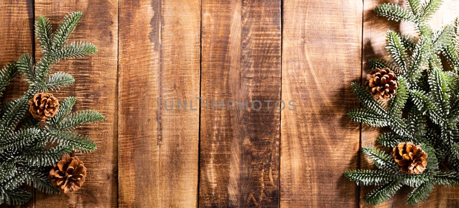 Christmas dark wooden background Top view with copy space. by gitusik