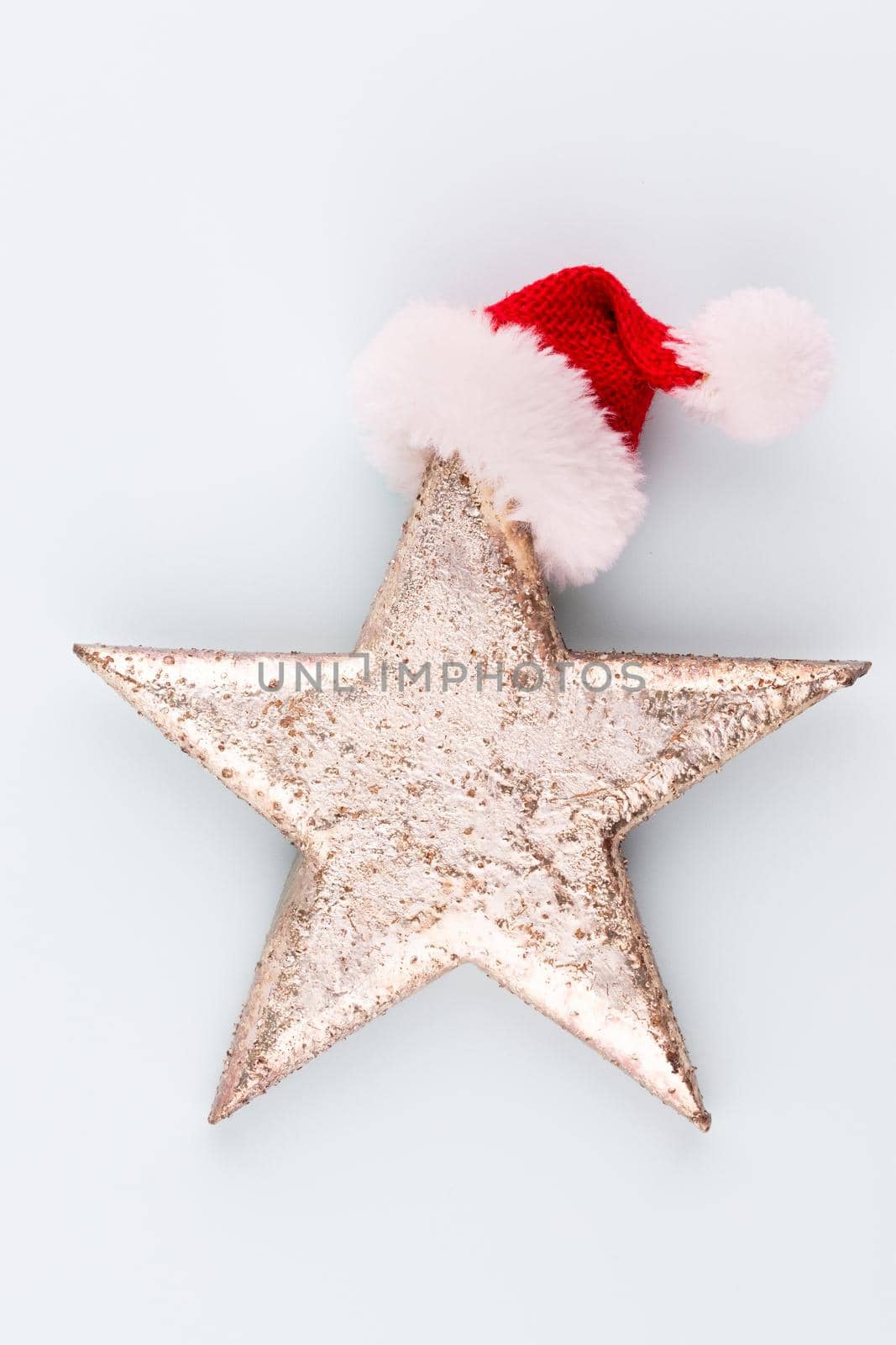 Christmas star decoration. Christmas star on blue background.