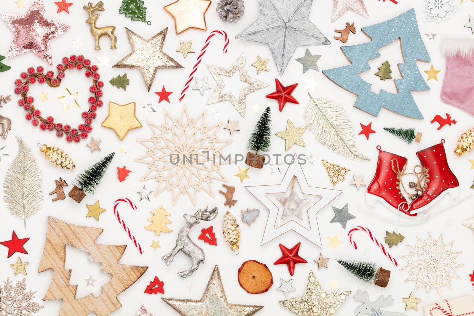 Christmas flat lay composition background.