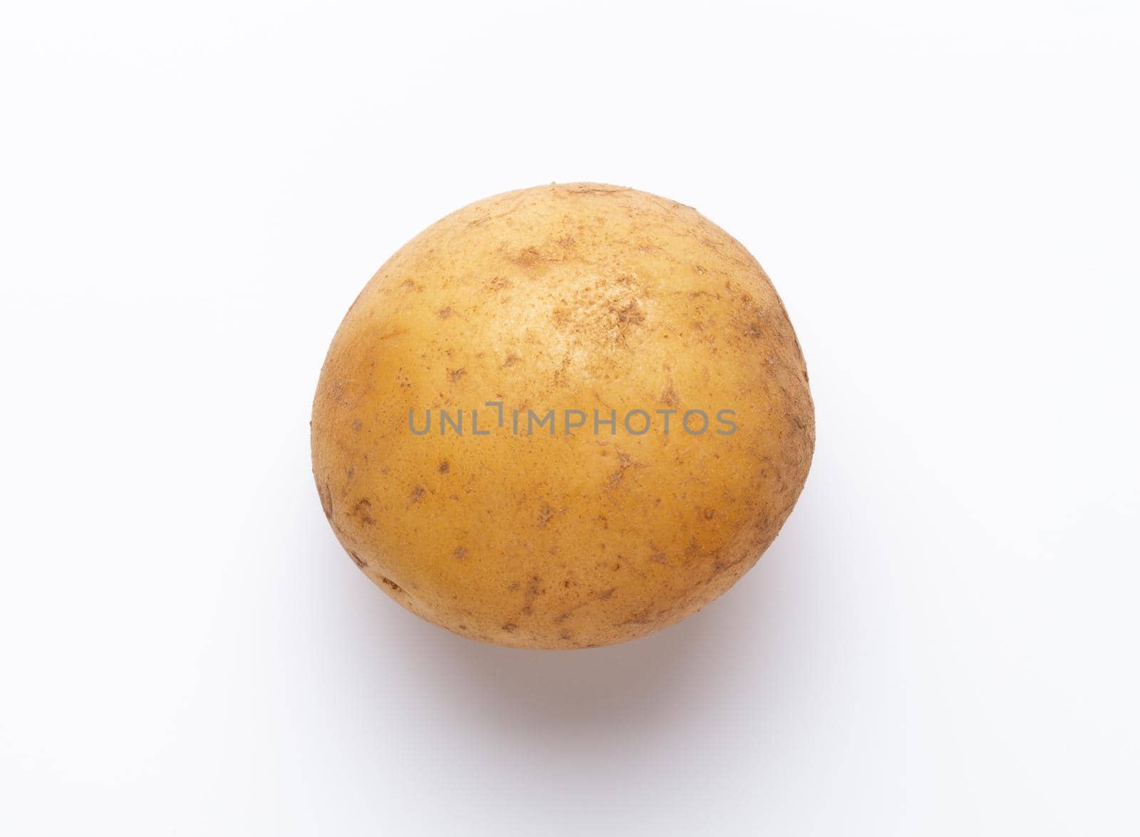 Potatoes isolated on white background. Flat lay. Top view.