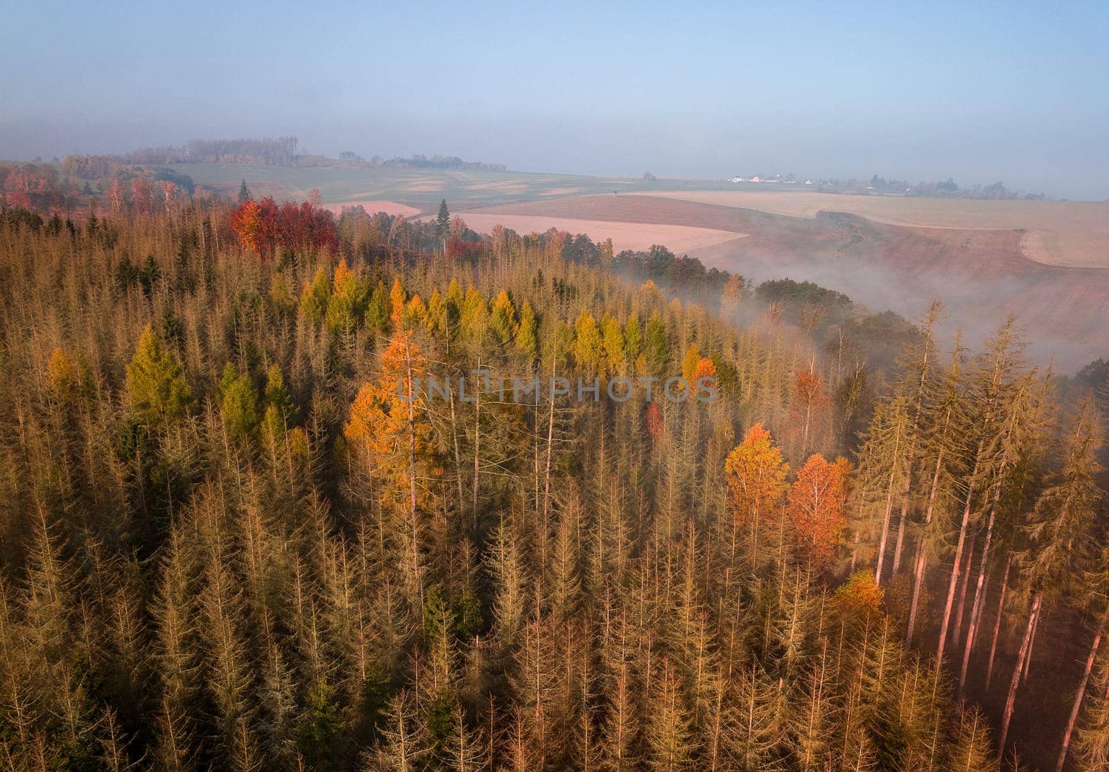 Aerial view of autumn countryside, traditional fall landscape in centra Europe by artush