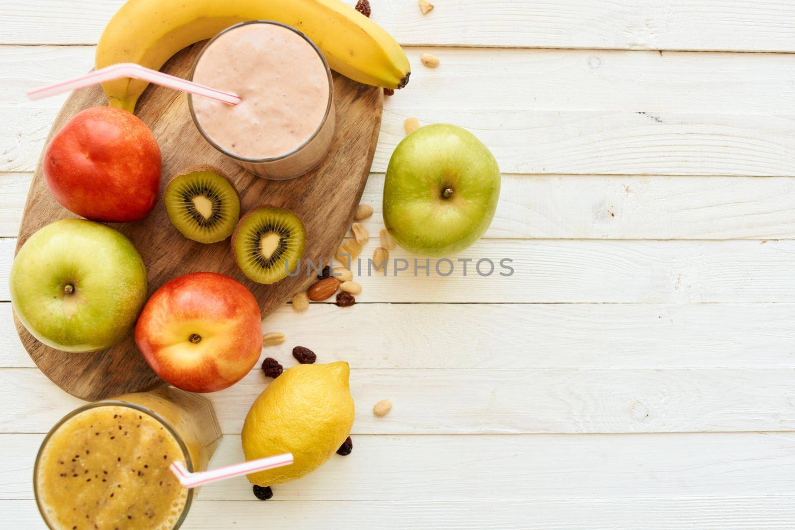 fruit smoothie fresh Fresh Desert milkshake top view by Vichizh