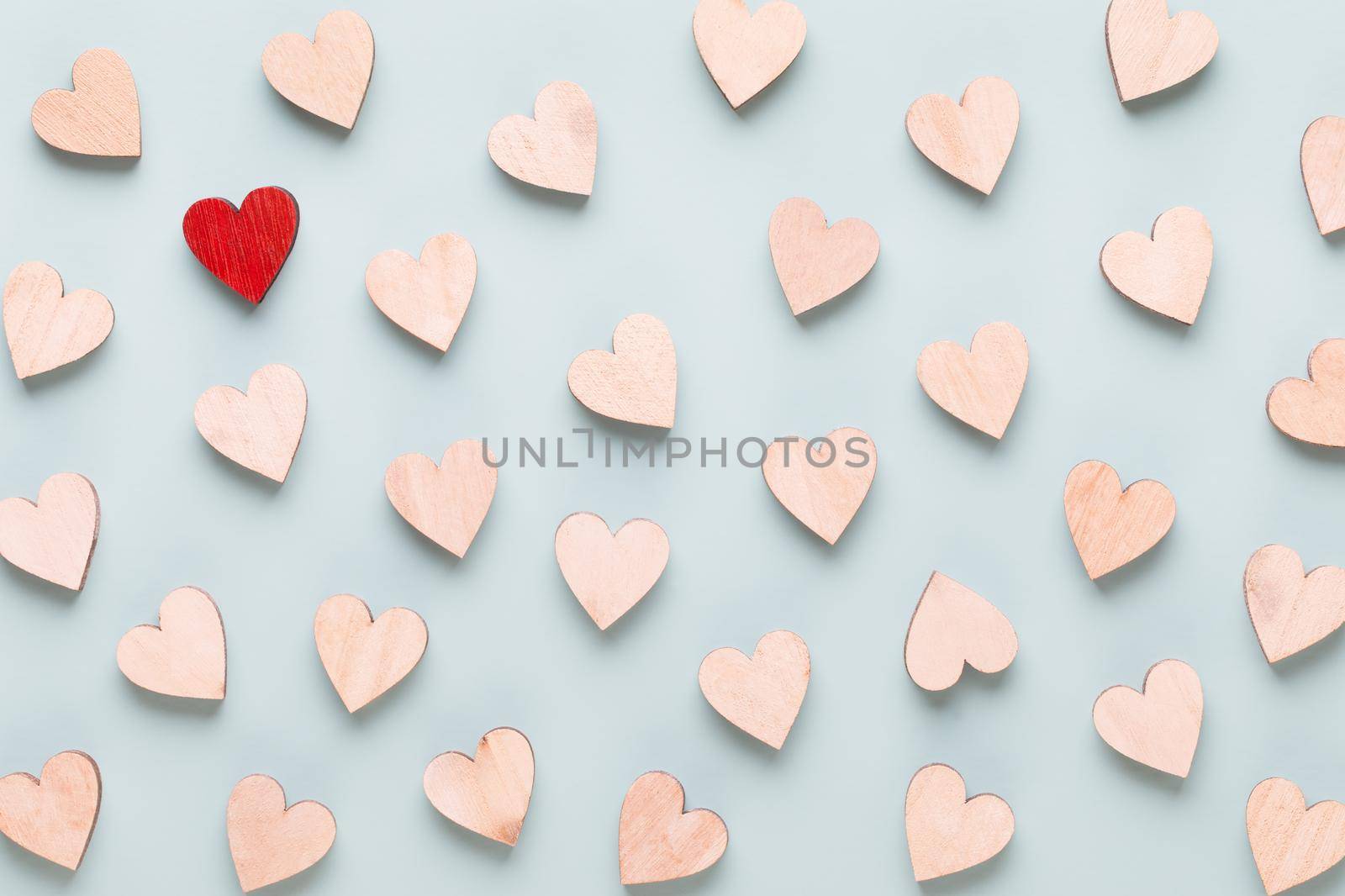 Valentines day background pastel candy hearts on blue  background.Greeting card.
