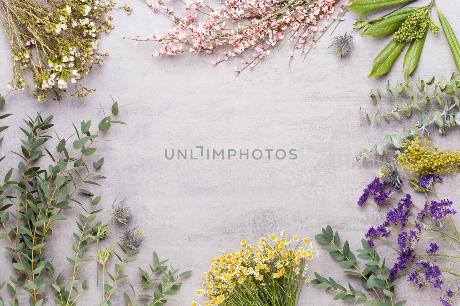 Beauty and aromatherapy concept with spa set on pastel rustic wooden background. by gitusik