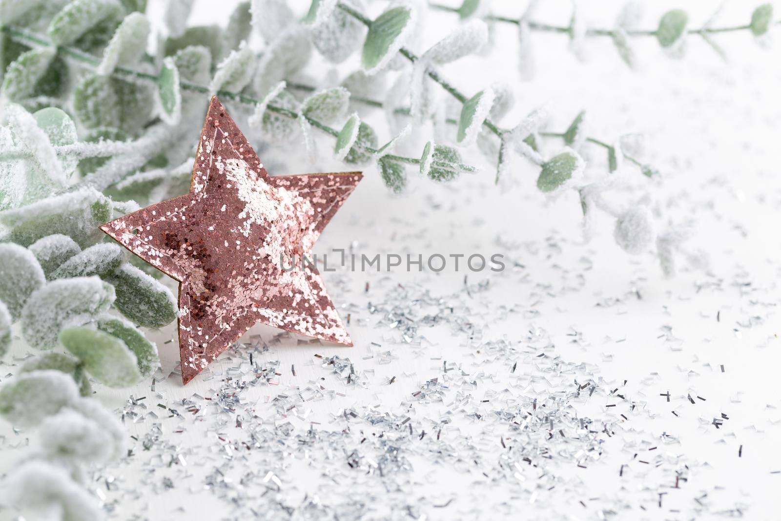 New Year celebration and Christmas background, Christmas decorations top view. by gitusik