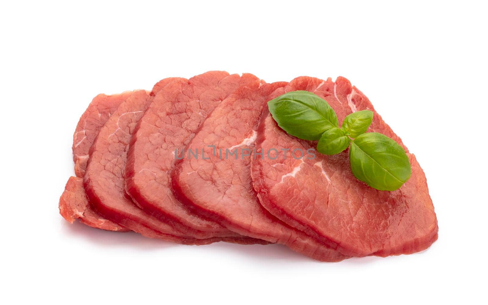 Fresh raw  steaks isolated on white background................. by gitusik