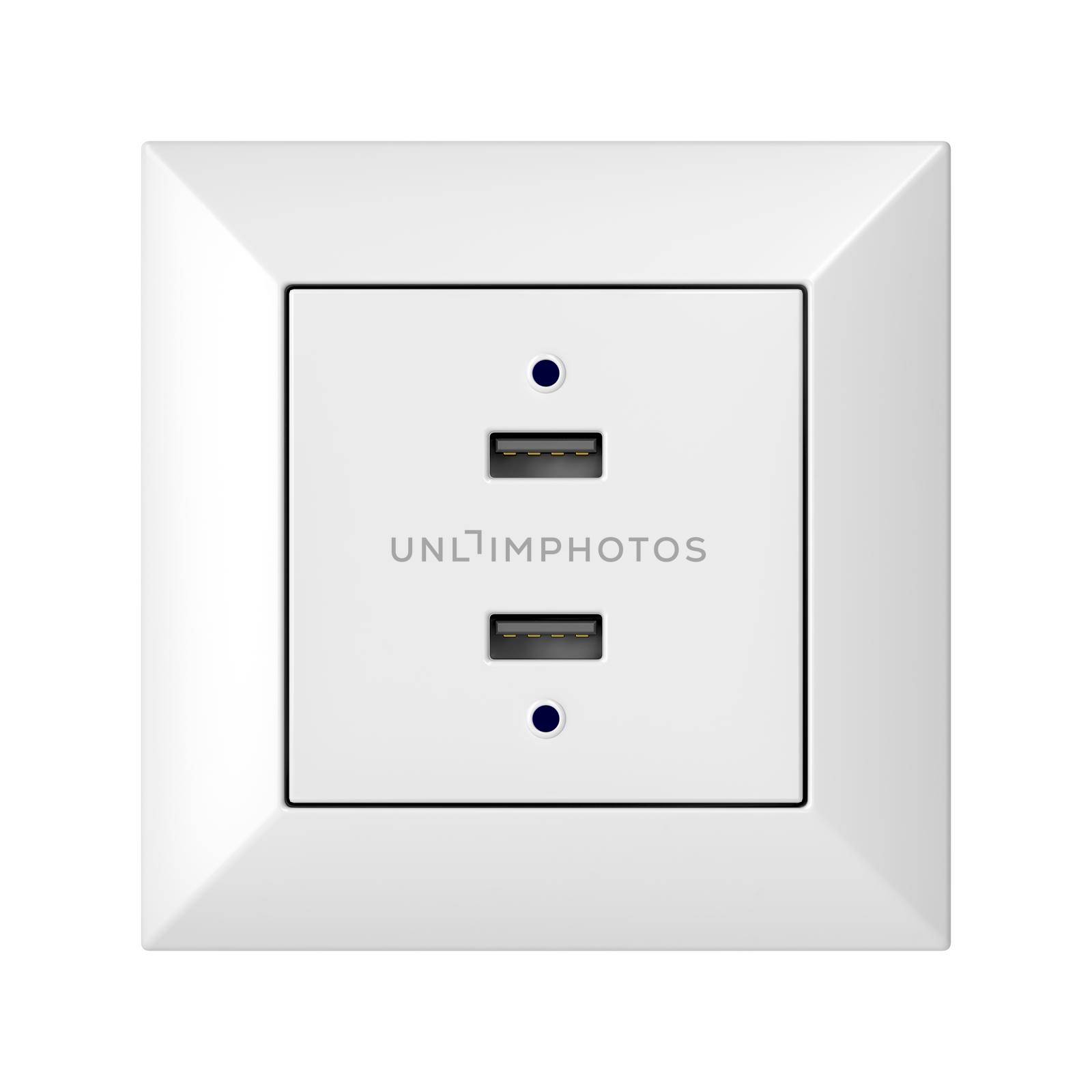 Front view of wall socket with USB charging ports by magraphics
