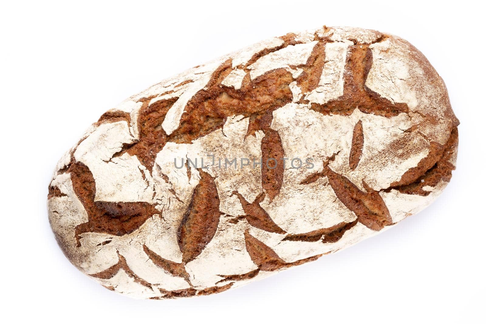 Rye bio breads on the white background.