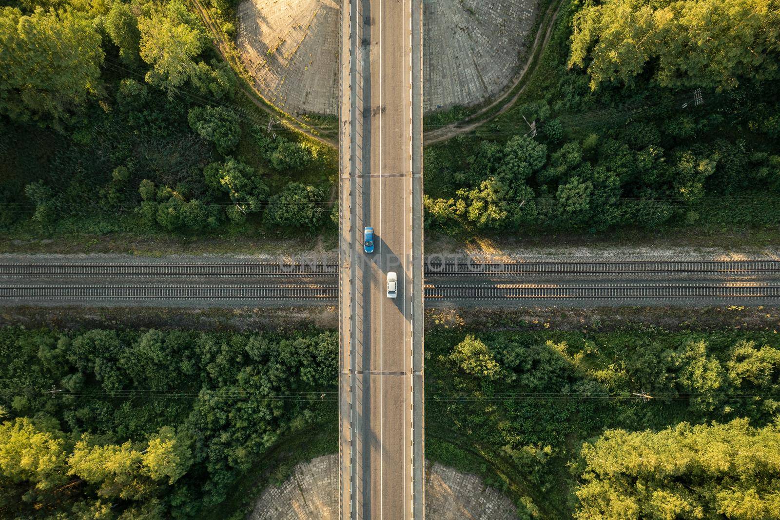 viaduct over railway. Crossing railway and highway by fascinadora