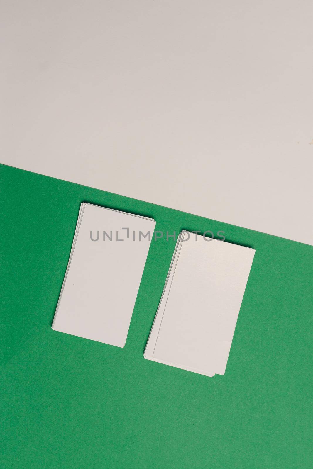 white business cards documents colorful background office copy-space. High quality photo