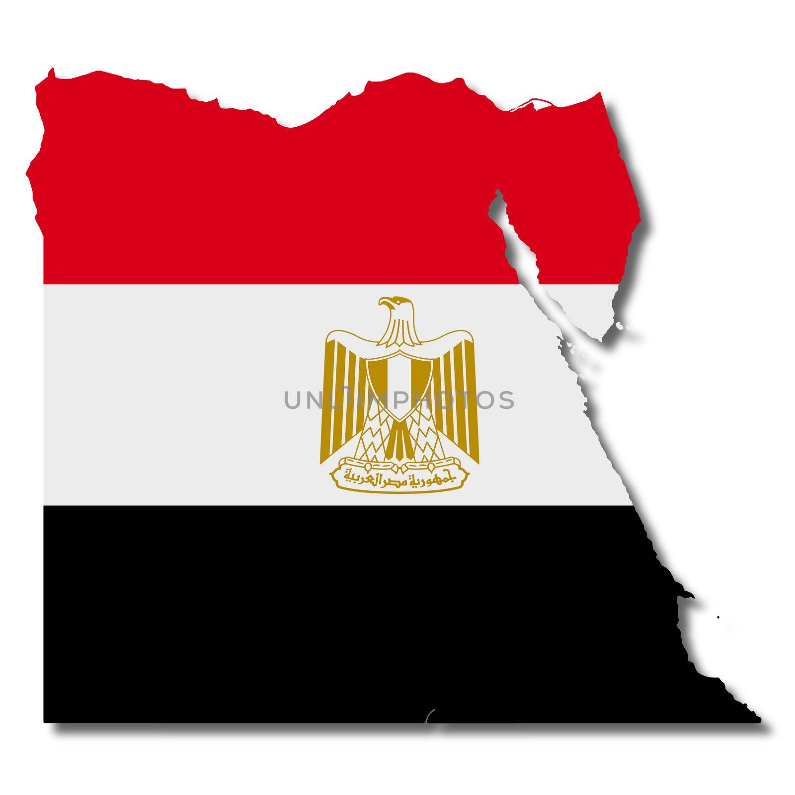 An Egypt map on white background with clipping path to remove shadow 3d illustration