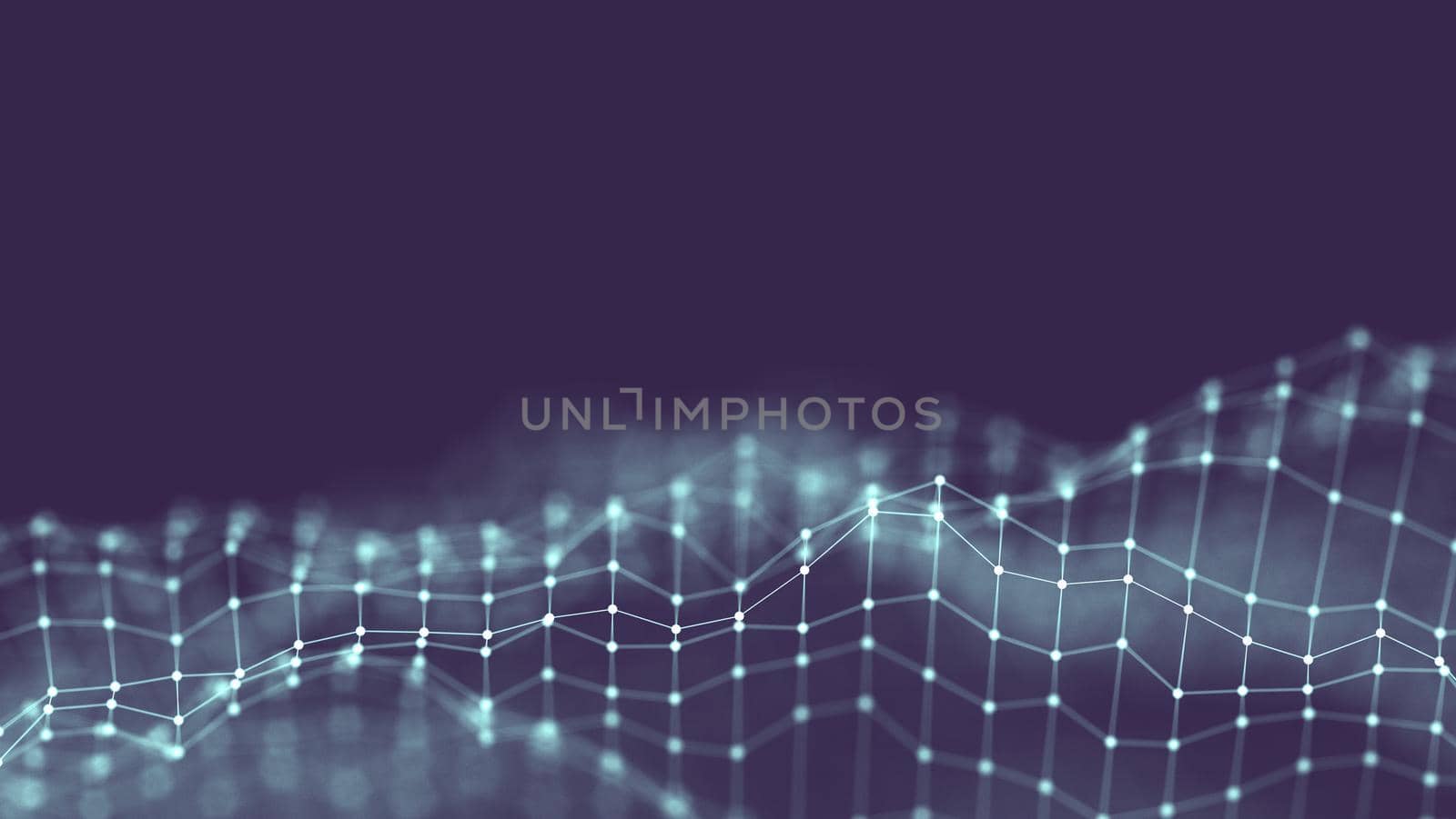 Data technology abstract futuristic illustration . Low poly shape with connecting dots and lines on dark background. 3D rendering . Big data visualization . by DmytroRazinkov