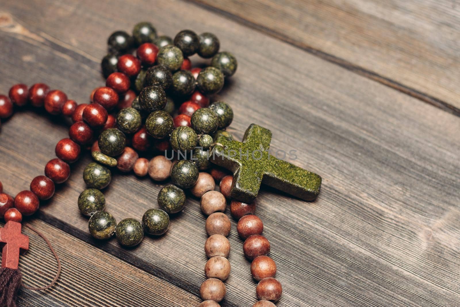 Orthodox cross with beads clear religion catholicism. High quality photo