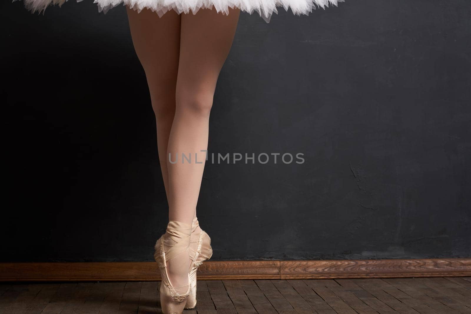 ballerina legs exercise performance classical style close-up. High quality photo