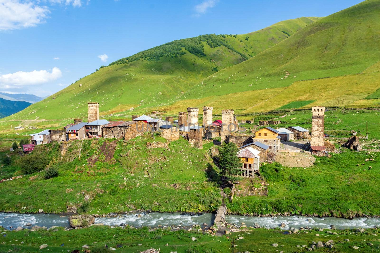 The Caucasian village of Ushguli, the land of thousands of towers, Svaneti towers, the highest-tier community in Europe Ushguli, Svaneti, Caucasus, Georgia by Andrii