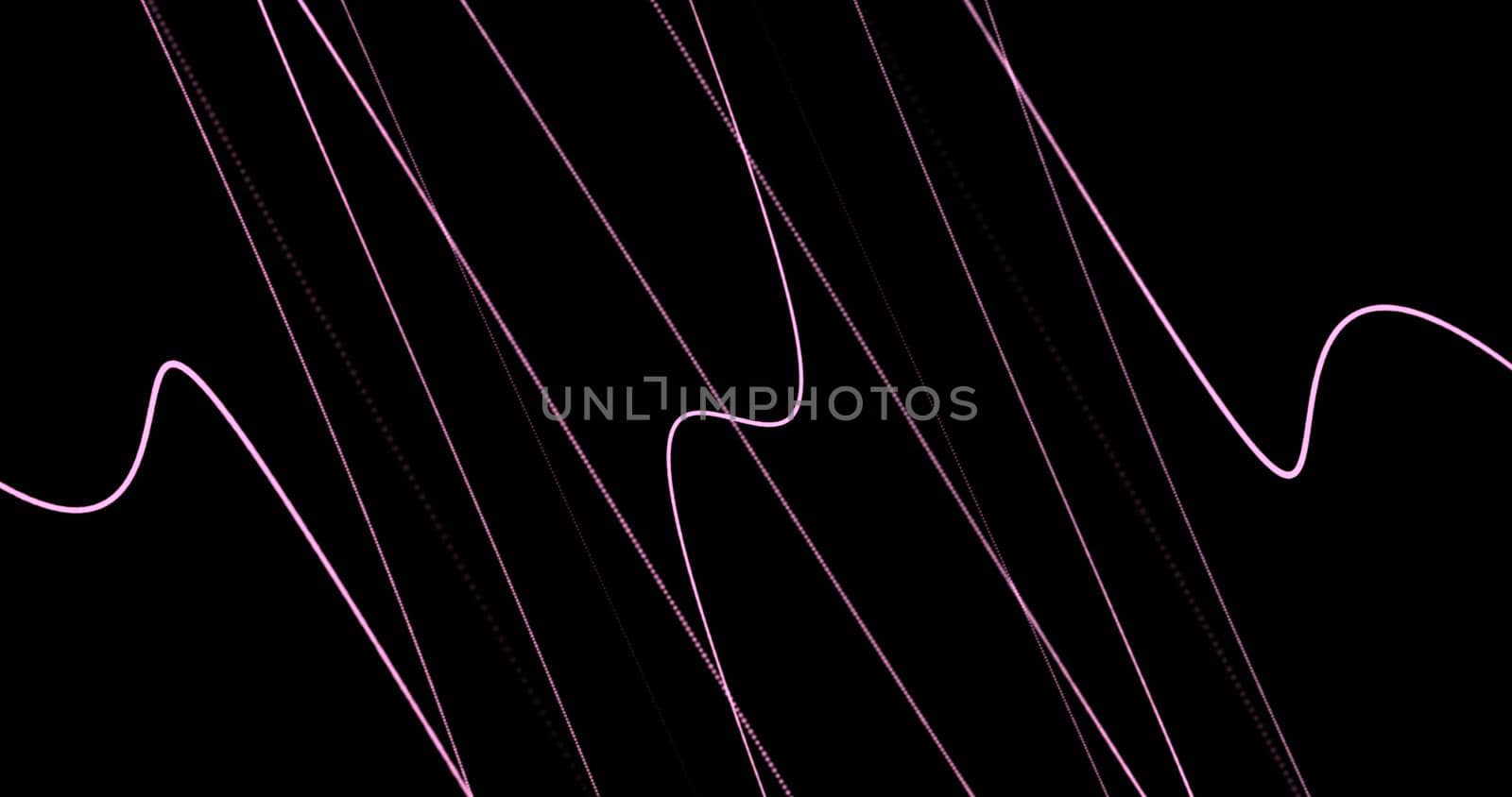 Abstract black background with dynamic 3d lines. purple lilac lines on a black background. geometric background, copy space.