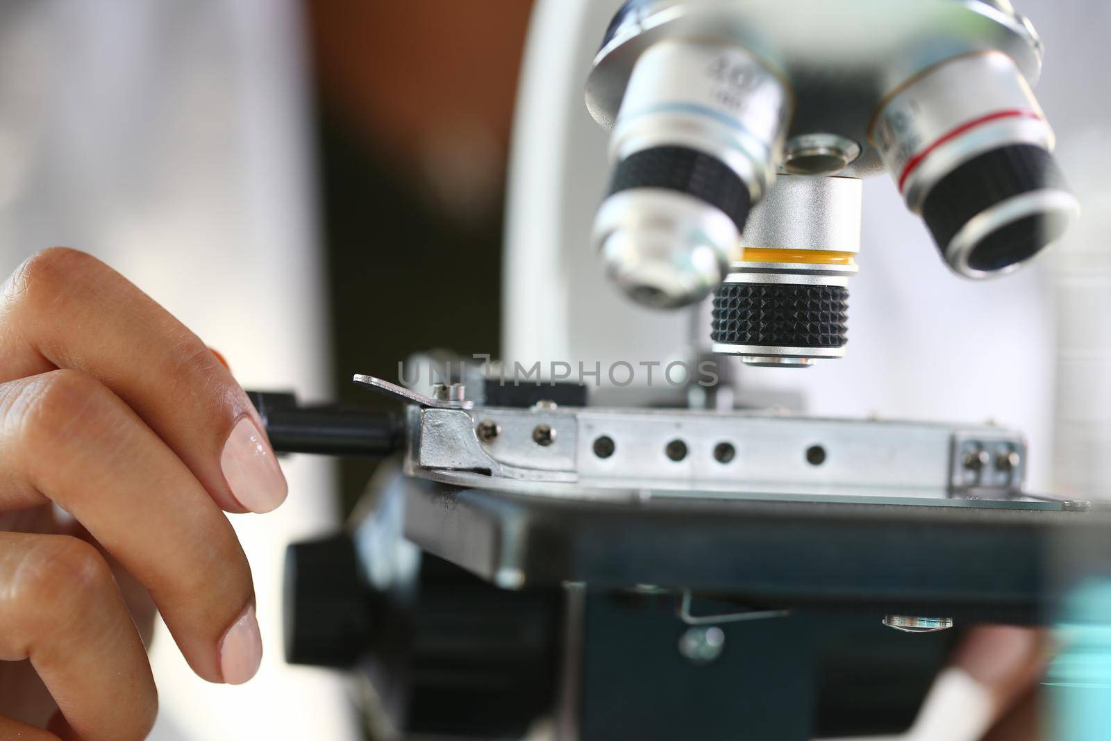 Head microscope on the background laboratory by kuprevich