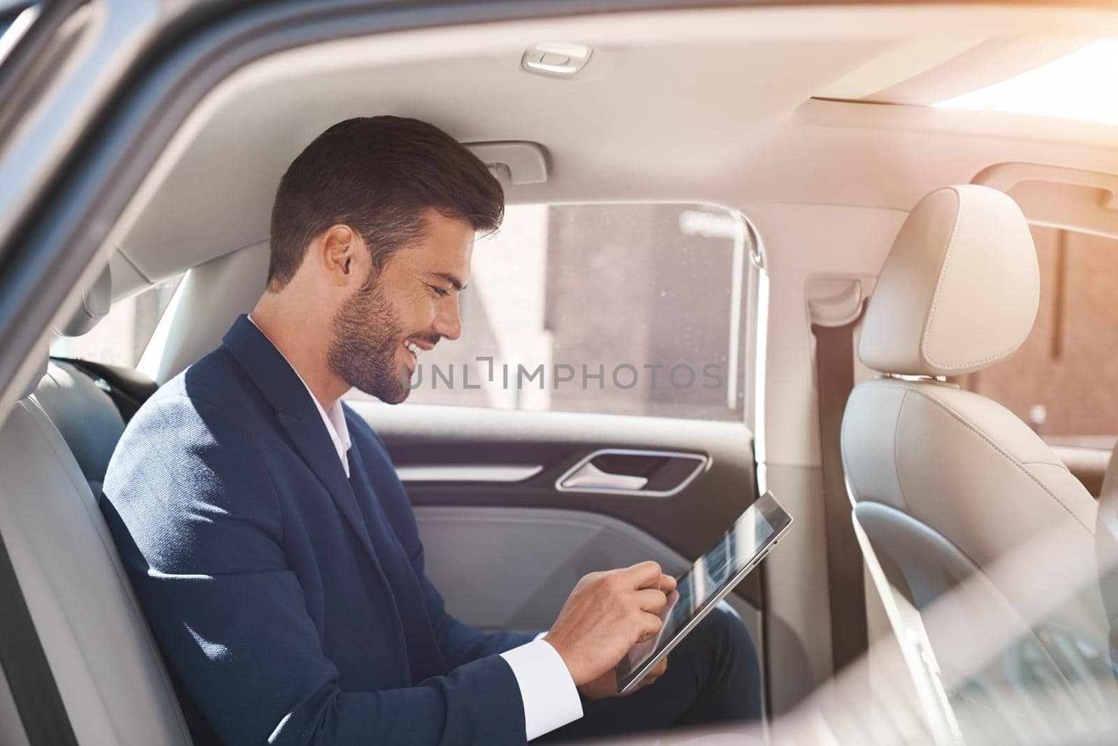 Young business man test drive new car