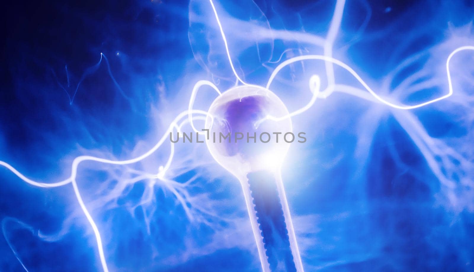 Intense electrical discharge and shine on a dark background