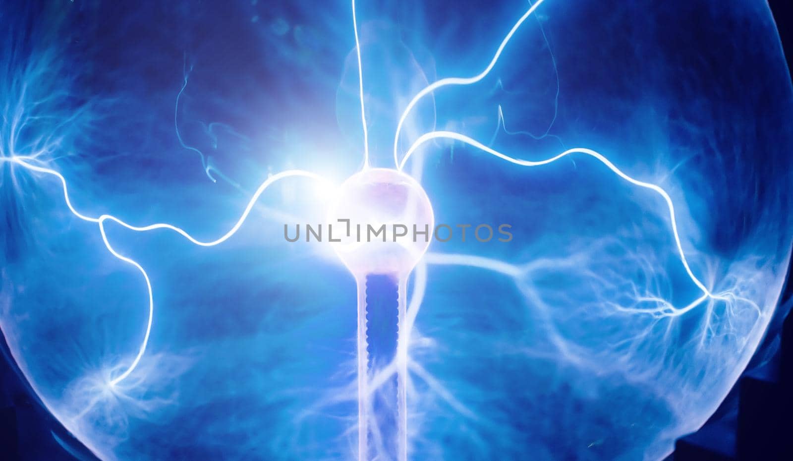 Intense electrical discharge and shine on a dark background