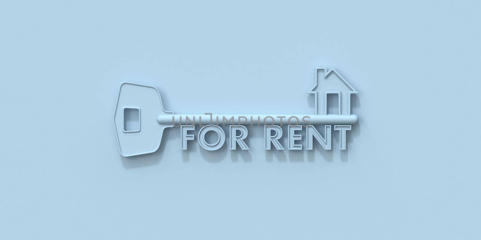 Blue house key for rent concept 3D by djmilic