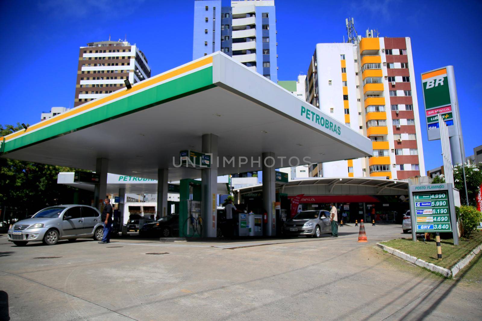 salvador, bahia, brazil - july 20, 2021: facade of a gas station of the Petrobras network in the city of Salvador.