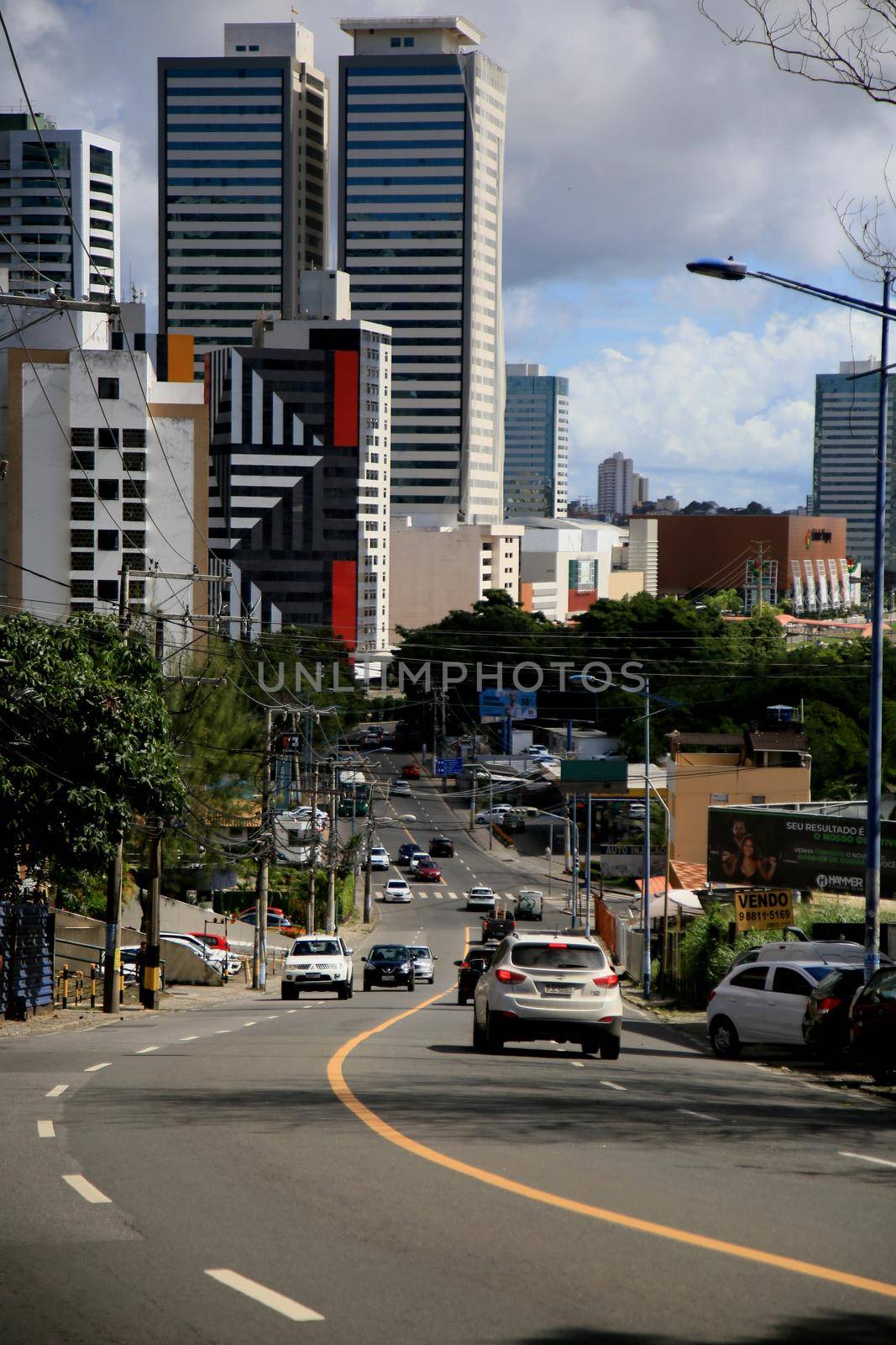 salvador, bahia, brazil - july 20, 2021: movement of vehicles on a slope in the neighborhood of Stiep in the city of Salvador.