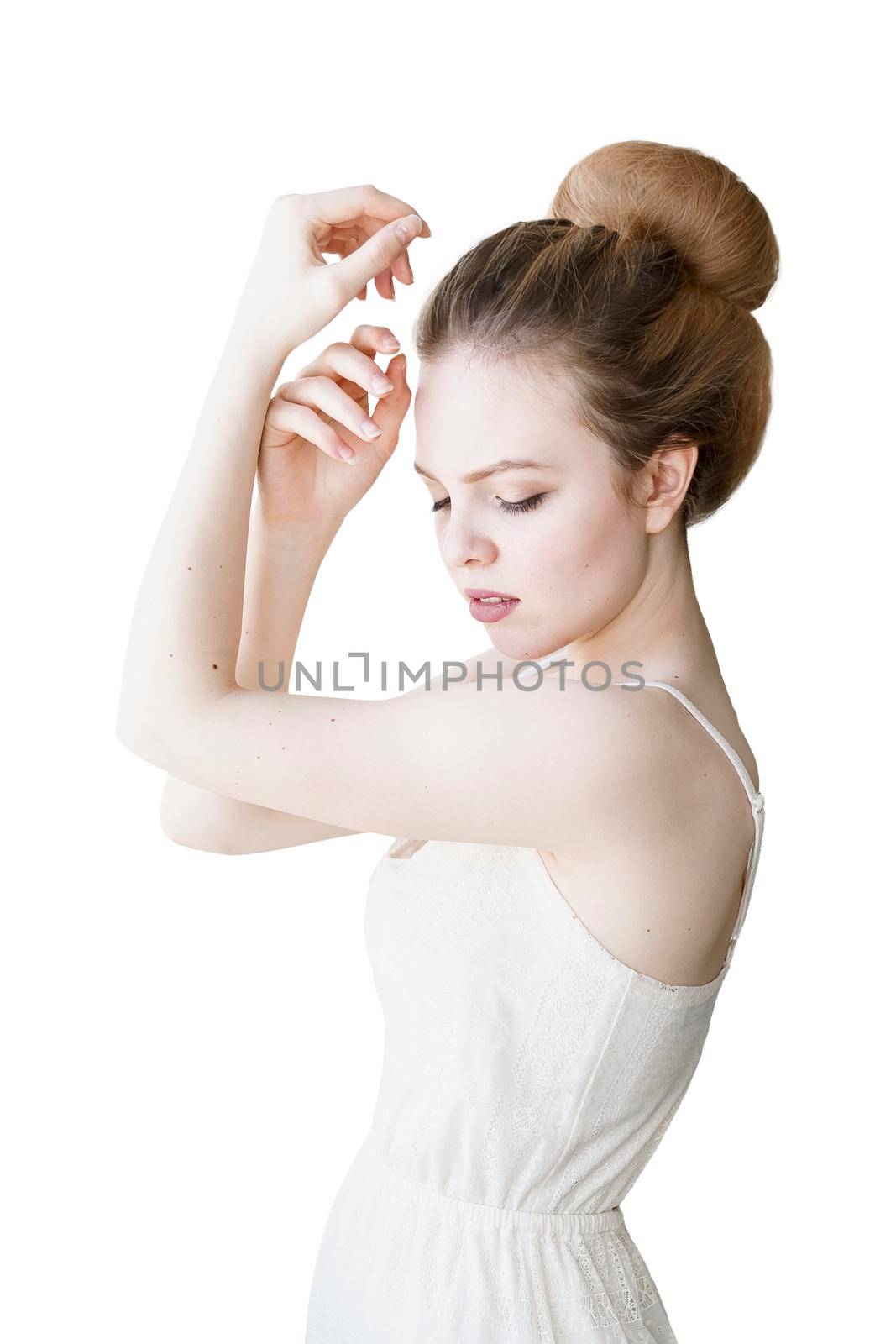 portrait of a beautiful elegant girl dancer. isolate on white background