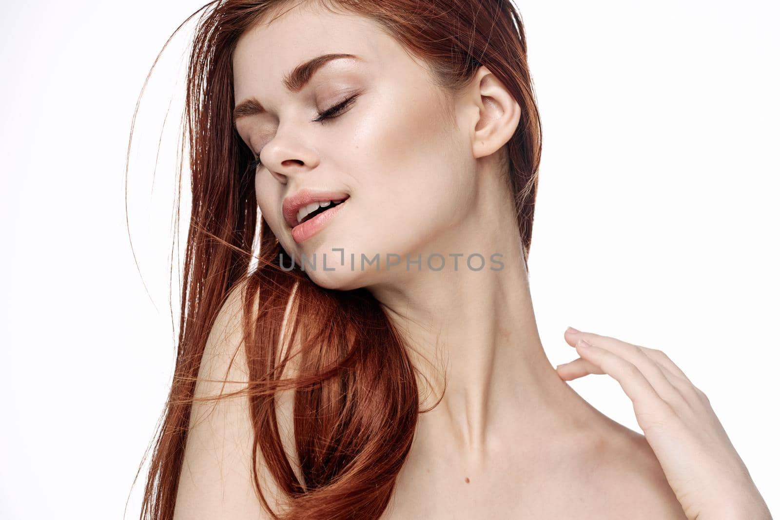 attractive woman hairstyle fashion glamor cosmetics studio. High quality photo