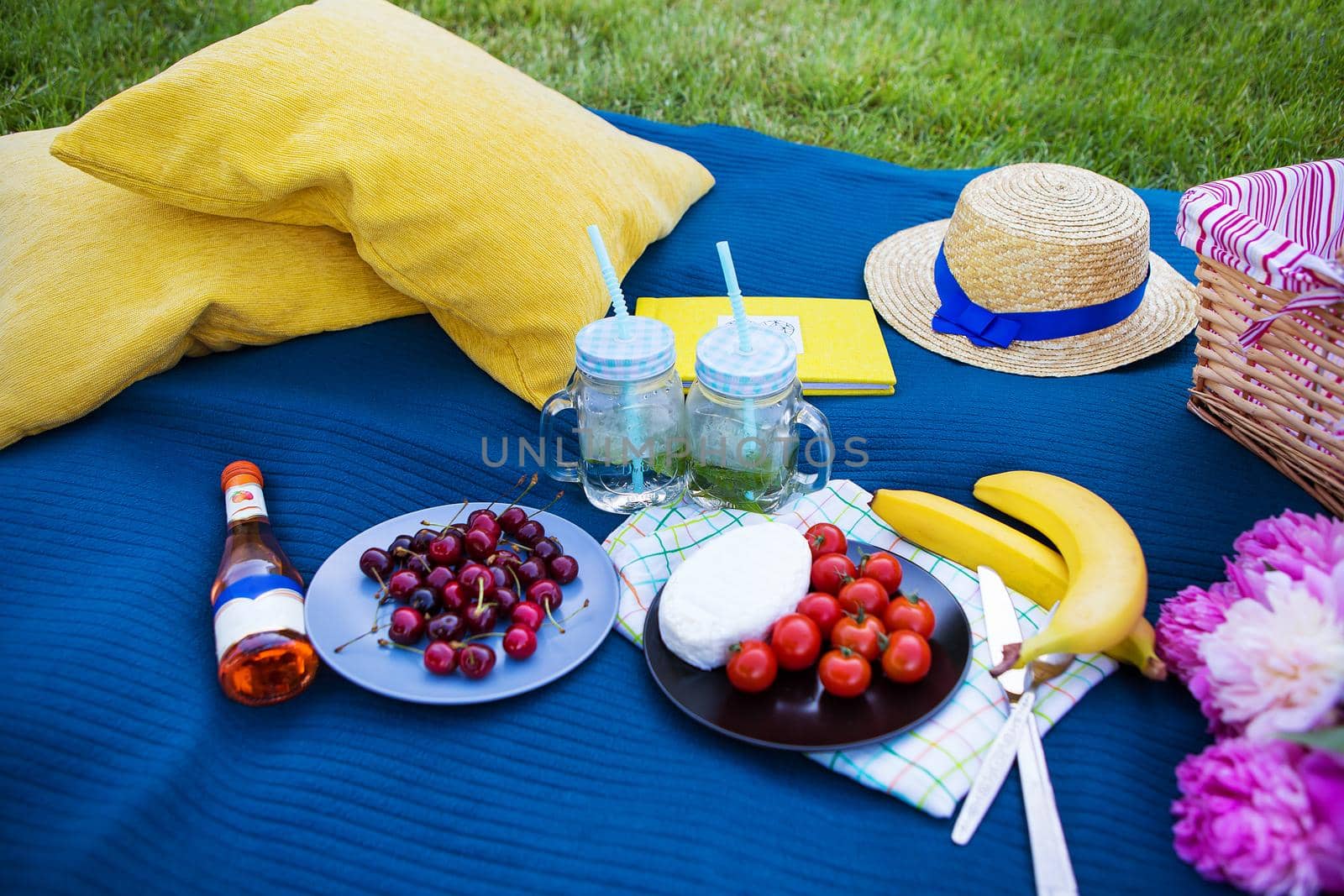 Bright picnic in nature - beautiful and bright food