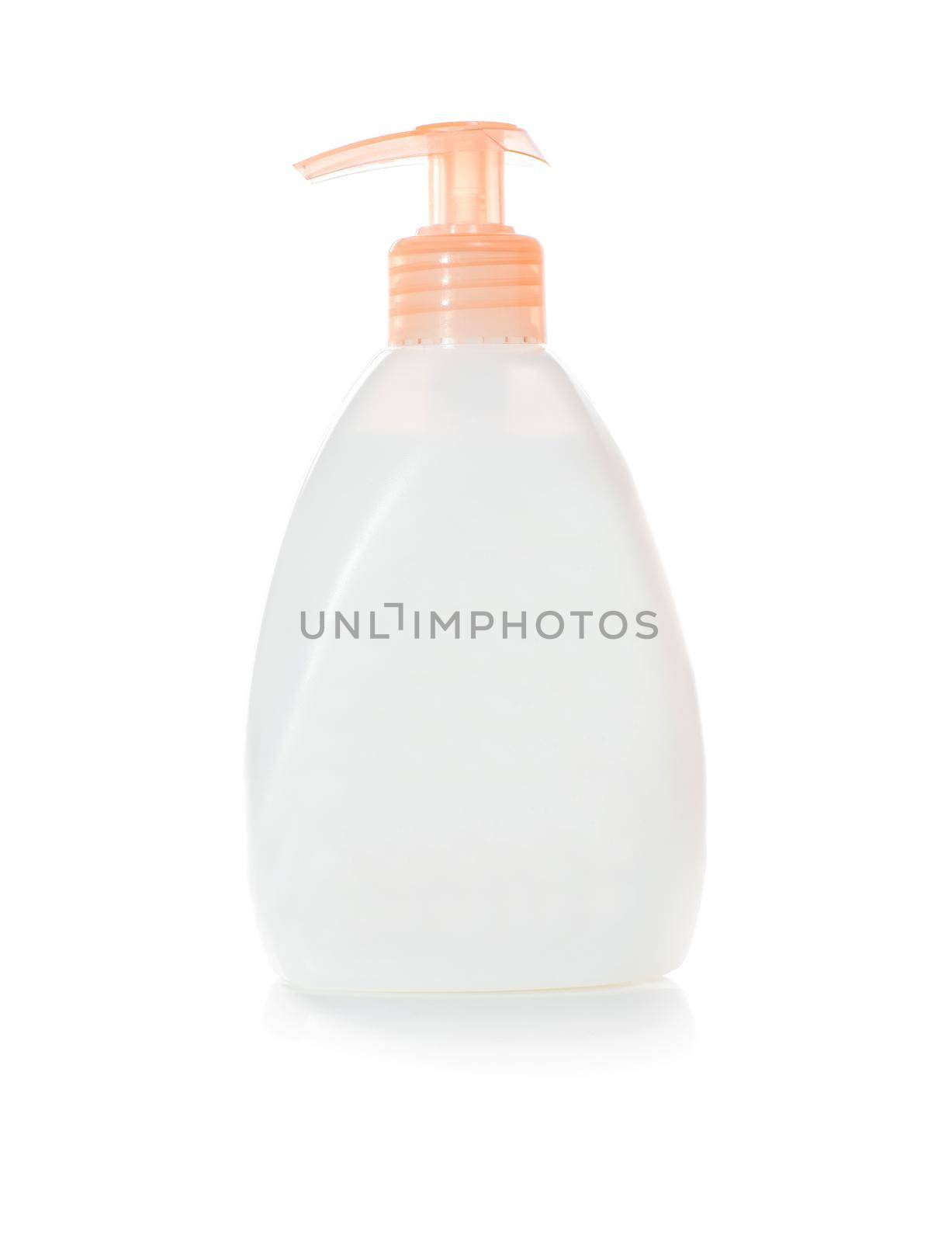 White bottle from household chemicals isolated on white background