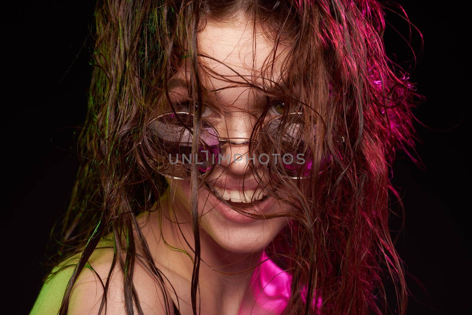 portrait of a woman attractive glance posing sunglasses studio lifestyle by Vichizh