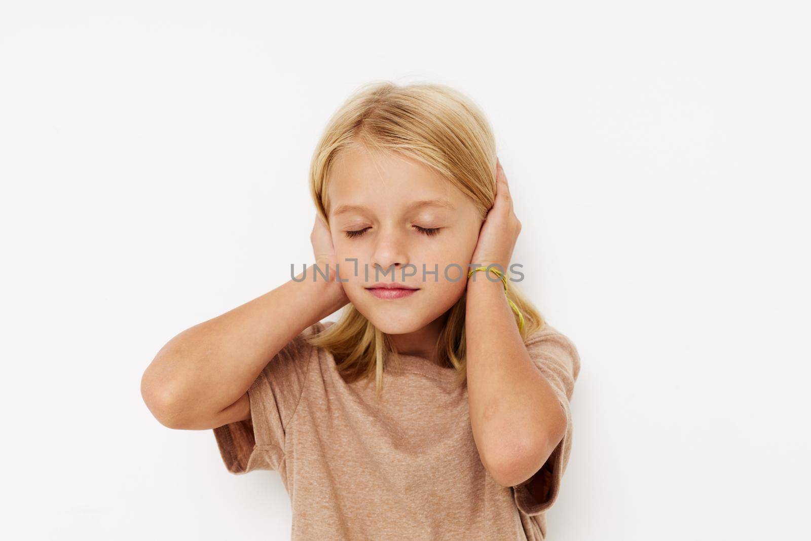 emotional girl Fashion textile baby clothes template lifestyle concept. High quality photo