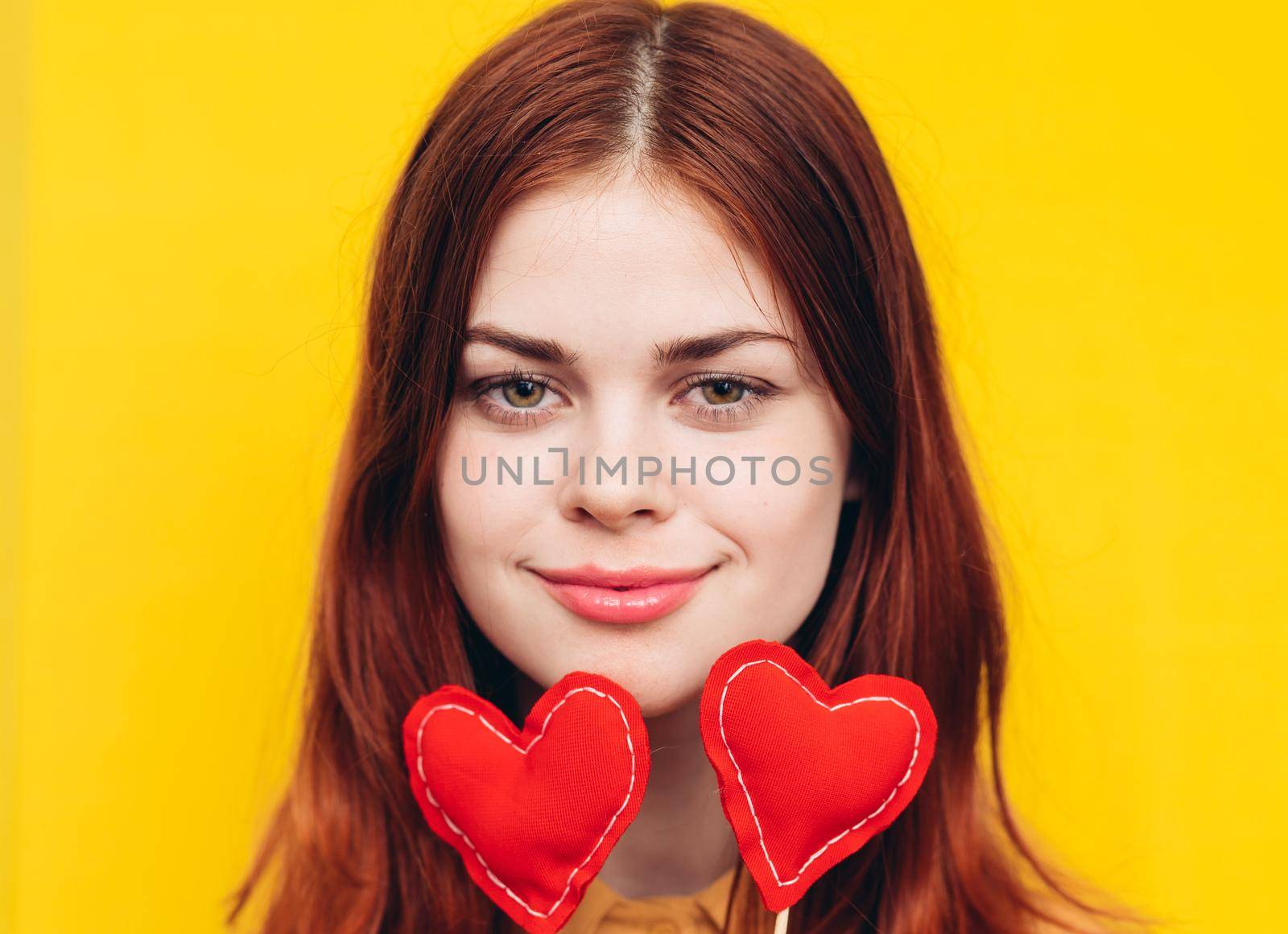 pretty woman in yellow shirt glamor romance posing. High quality photo