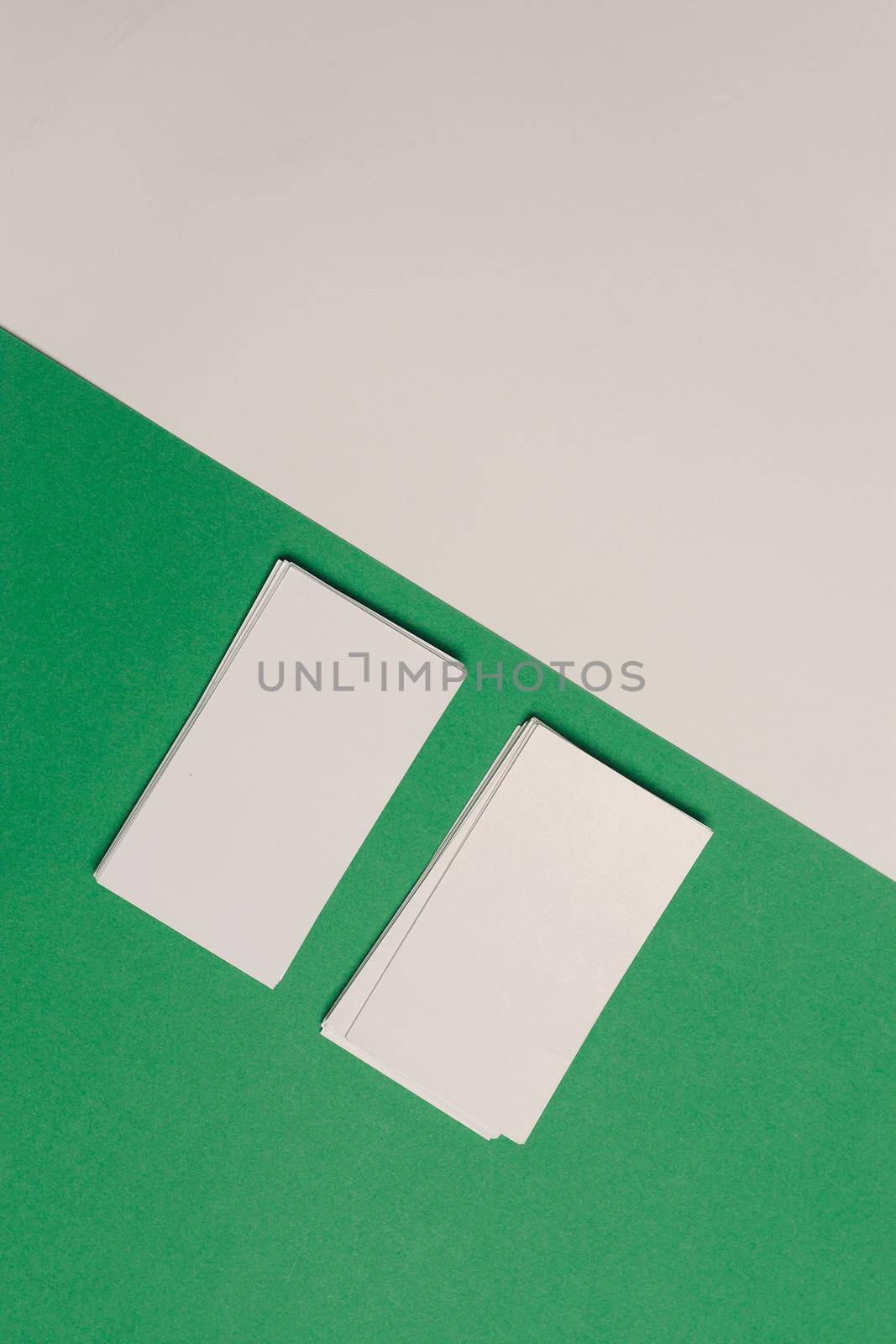 white business cards documents colorful background office copy-space. High quality photo