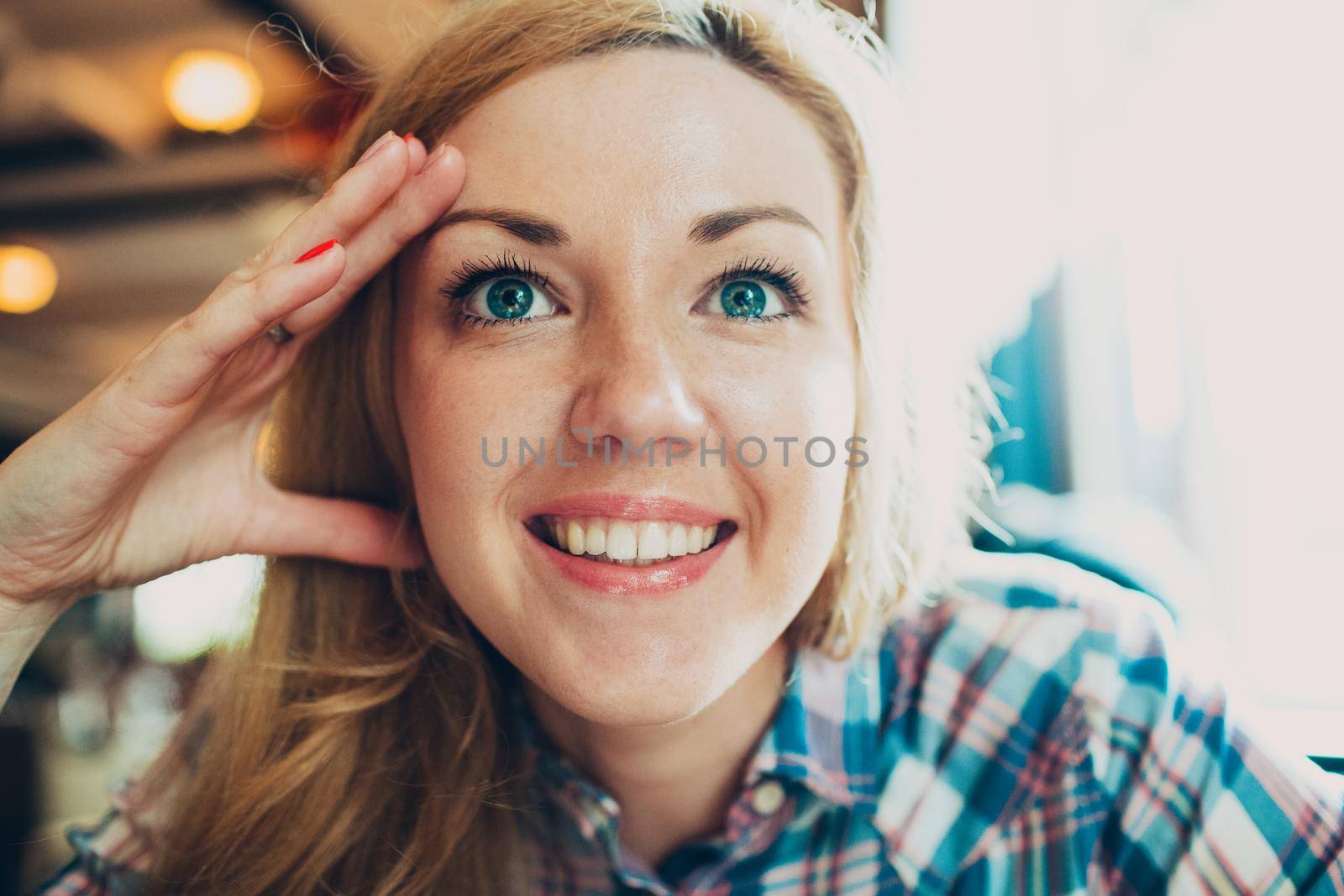 Positive funny happy woman portrait