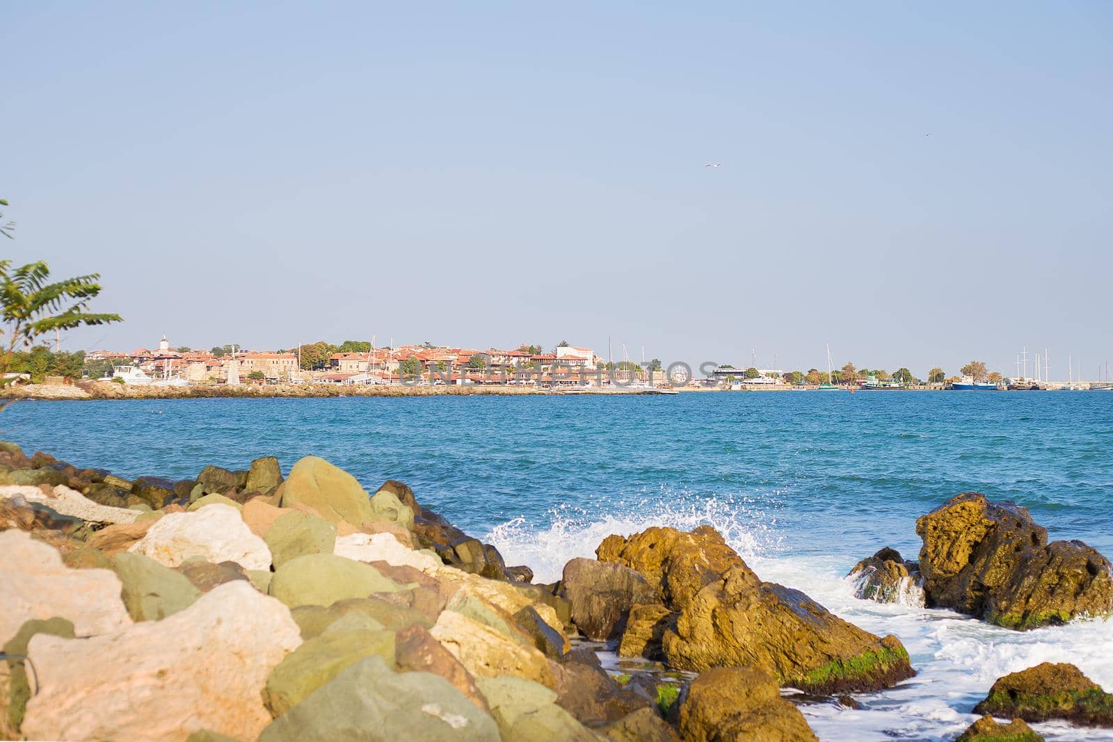 Stony sea coast of Bulgaria sun, sea, beach