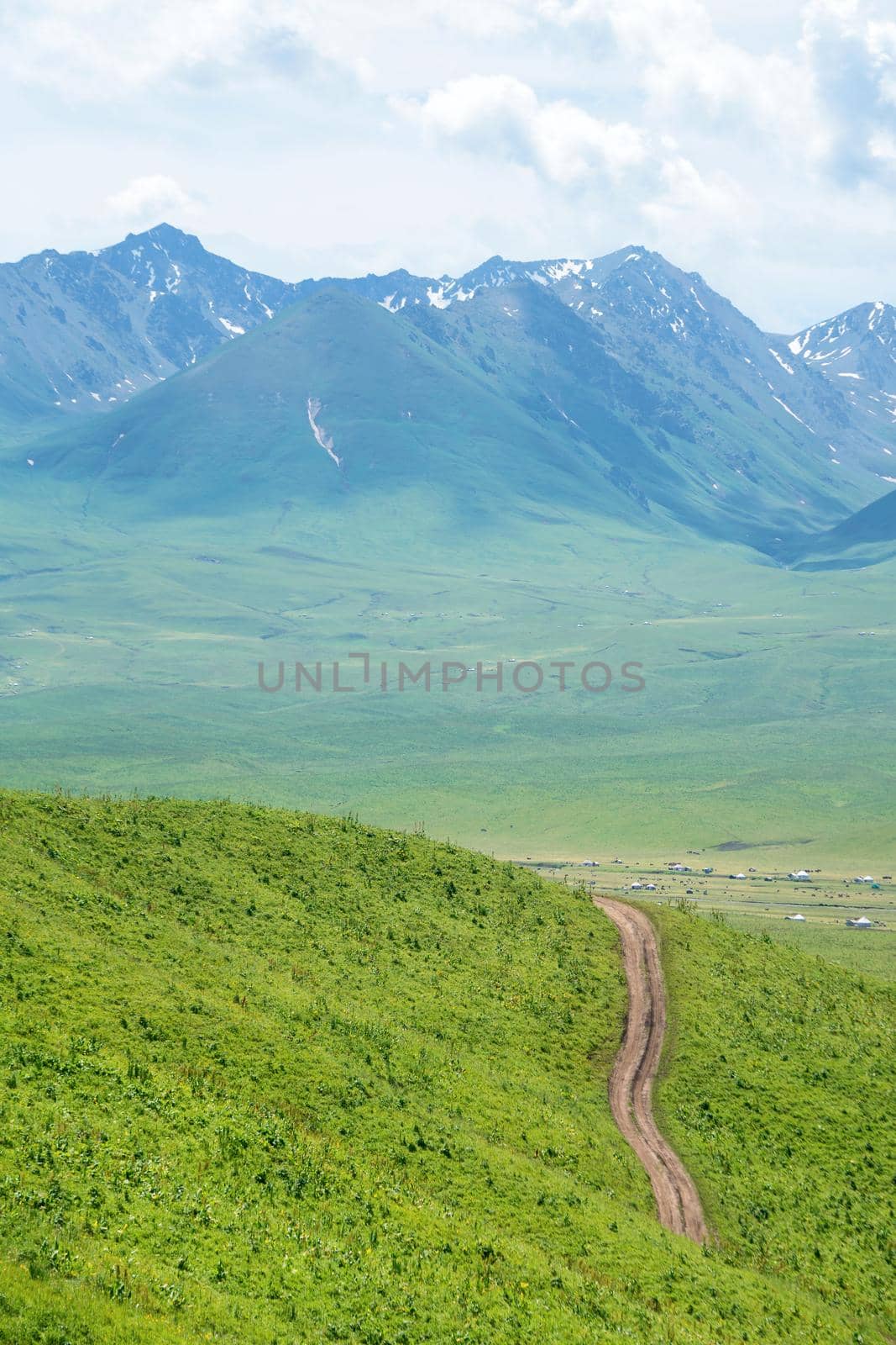 Nalati grassland with the blue sky. Shot in Xinjiang, China.