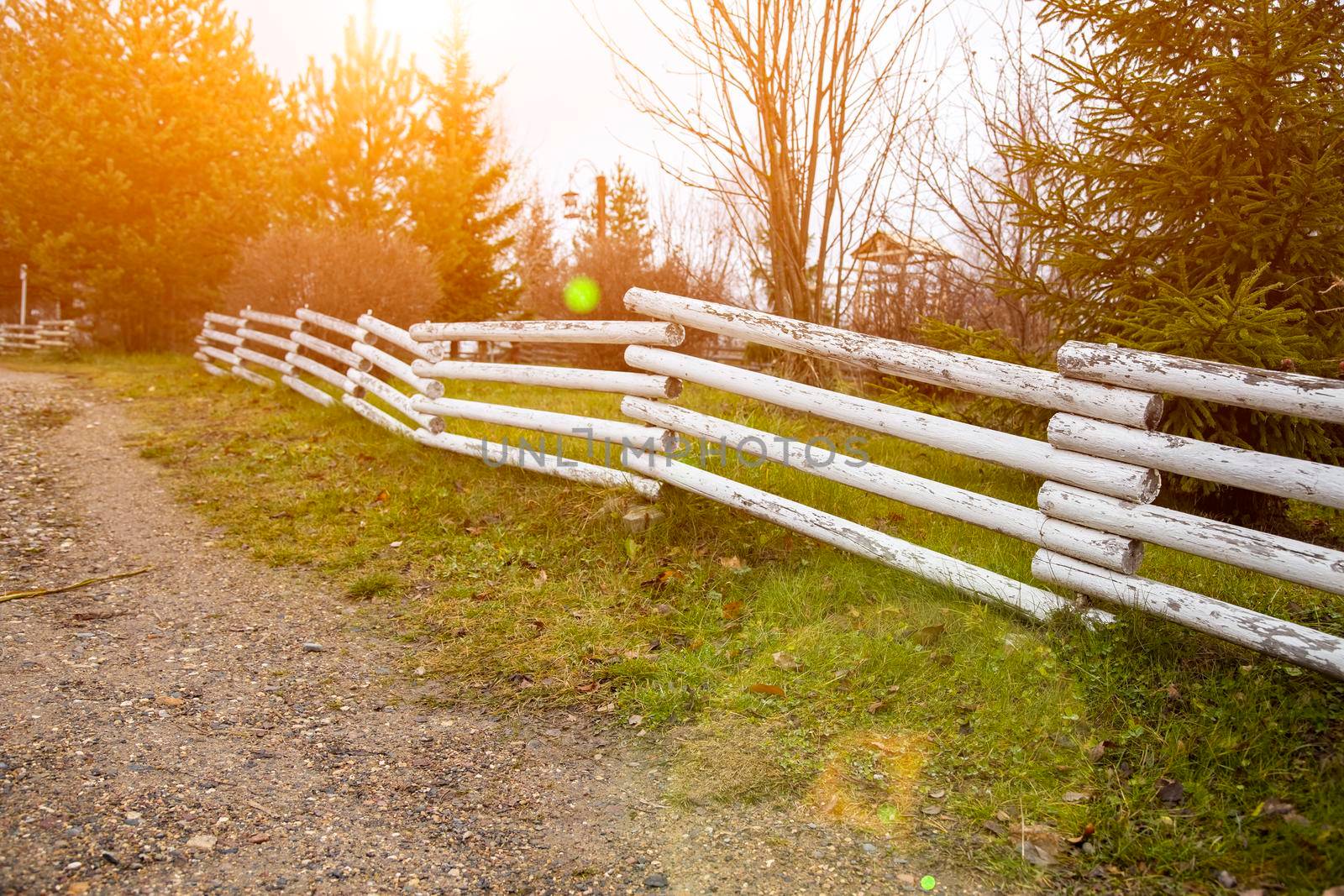suburban wooden fence along the country road by Mariaprovector