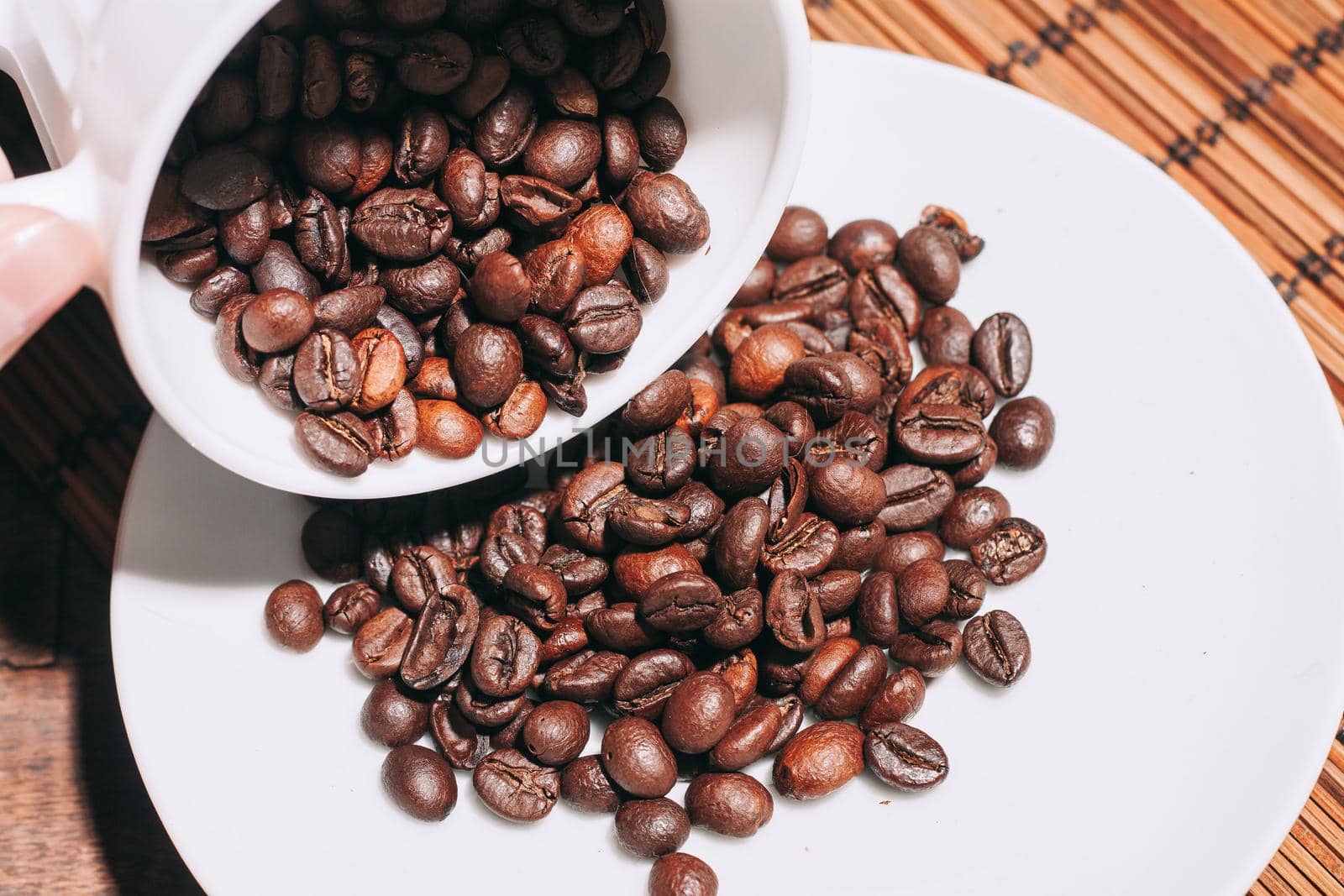 coffee beans espresso invigorating drink view from above by Vichizh