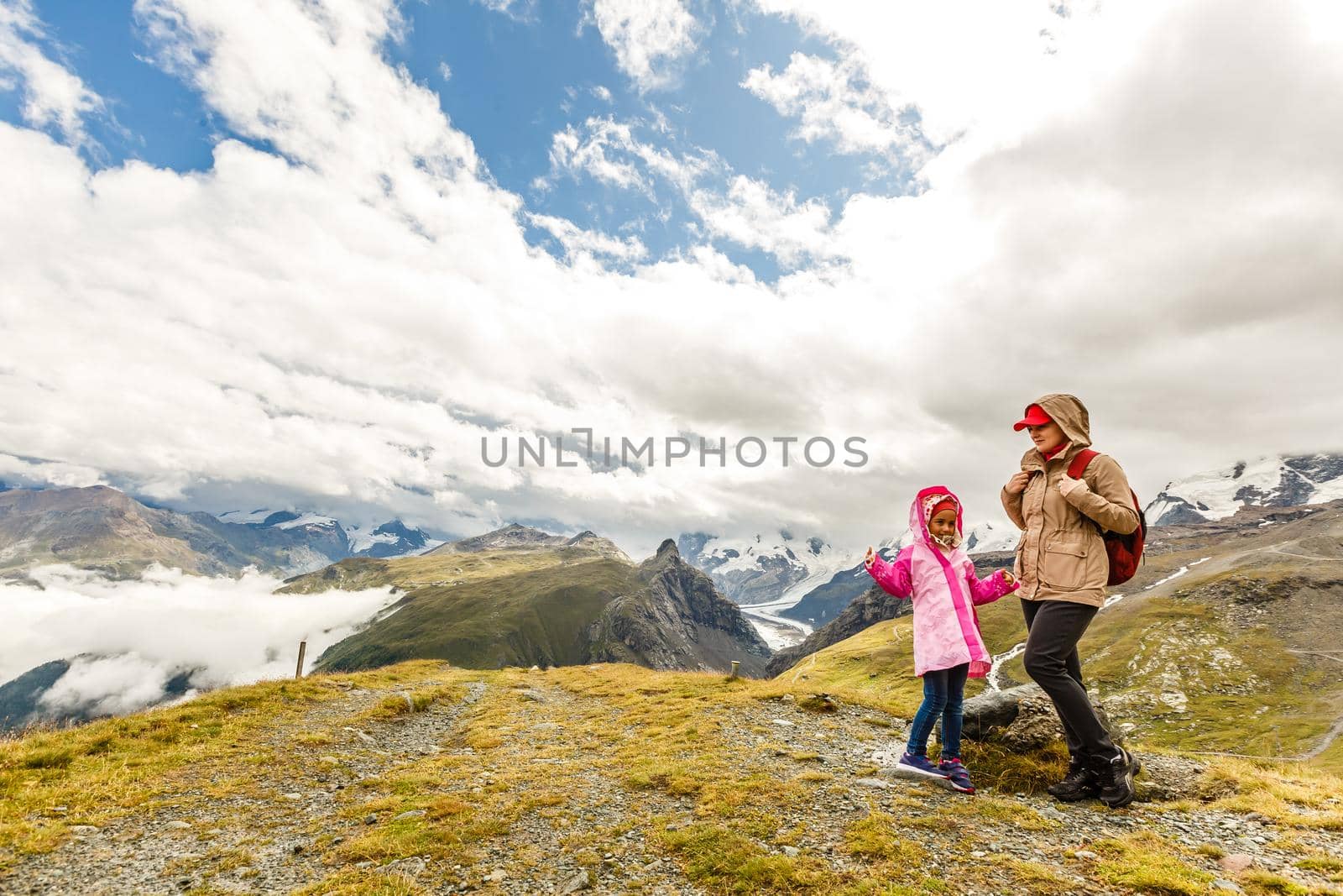 tourist girls mother and daughter and mountain views by Andelov13