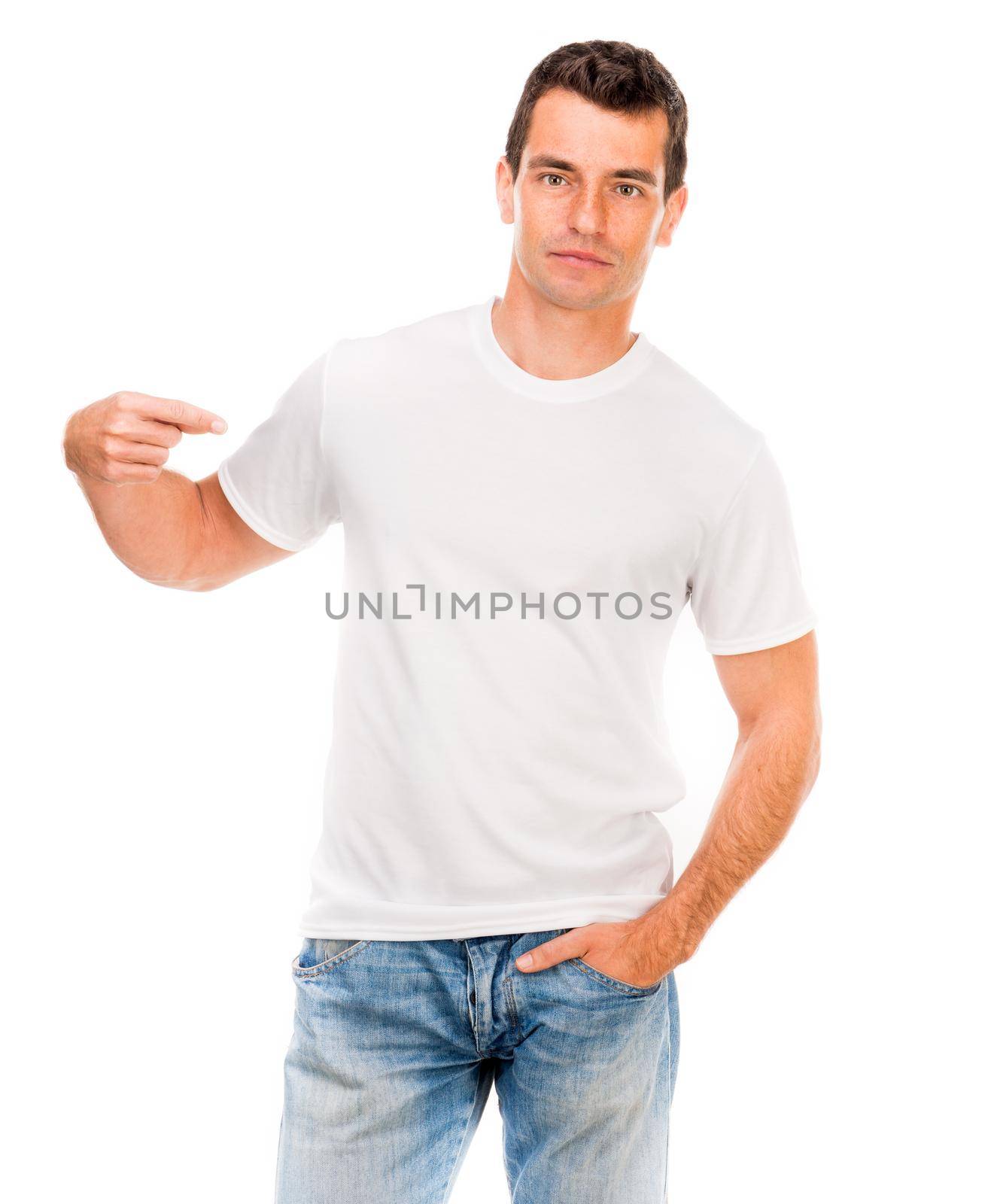 white t shirt on a young man by GekaSkr