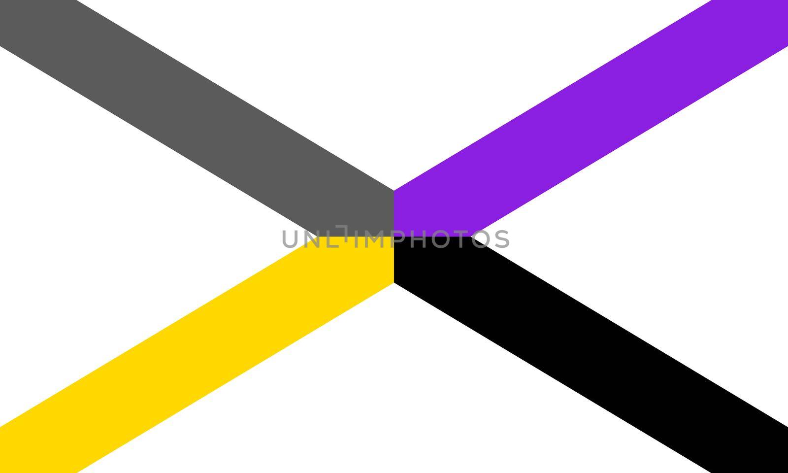 Top view of flag of X-gender, no flagpole. Plane design, layout. Flag background. Freedom and love concept. Pride month, activism, community and freedom
