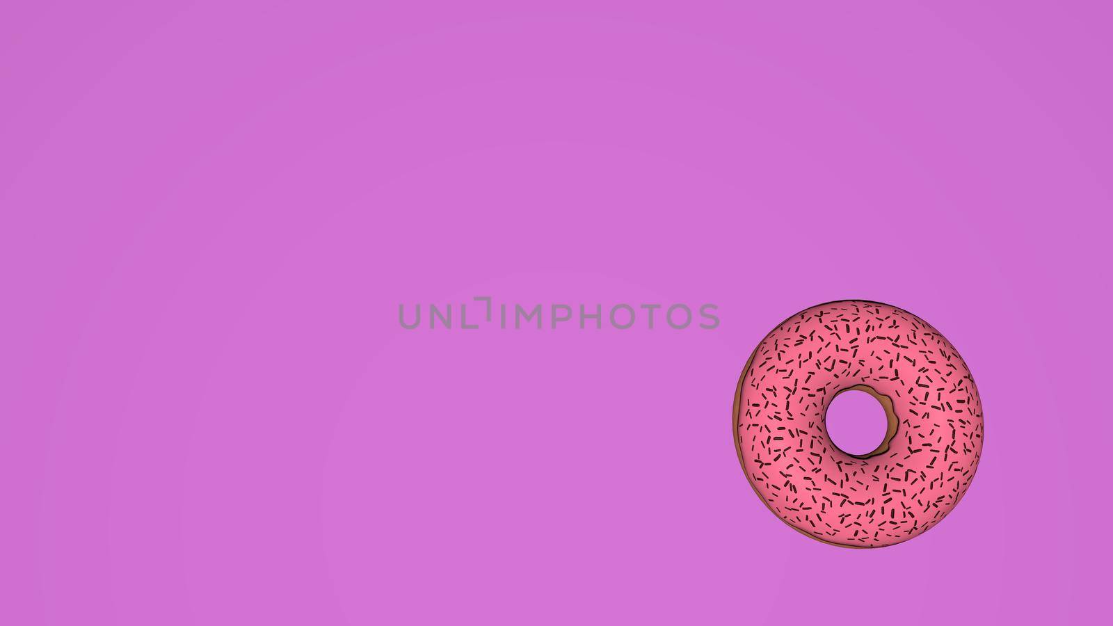 Abstract colorful animation, background of bright donuts. 3D rendering by TIS