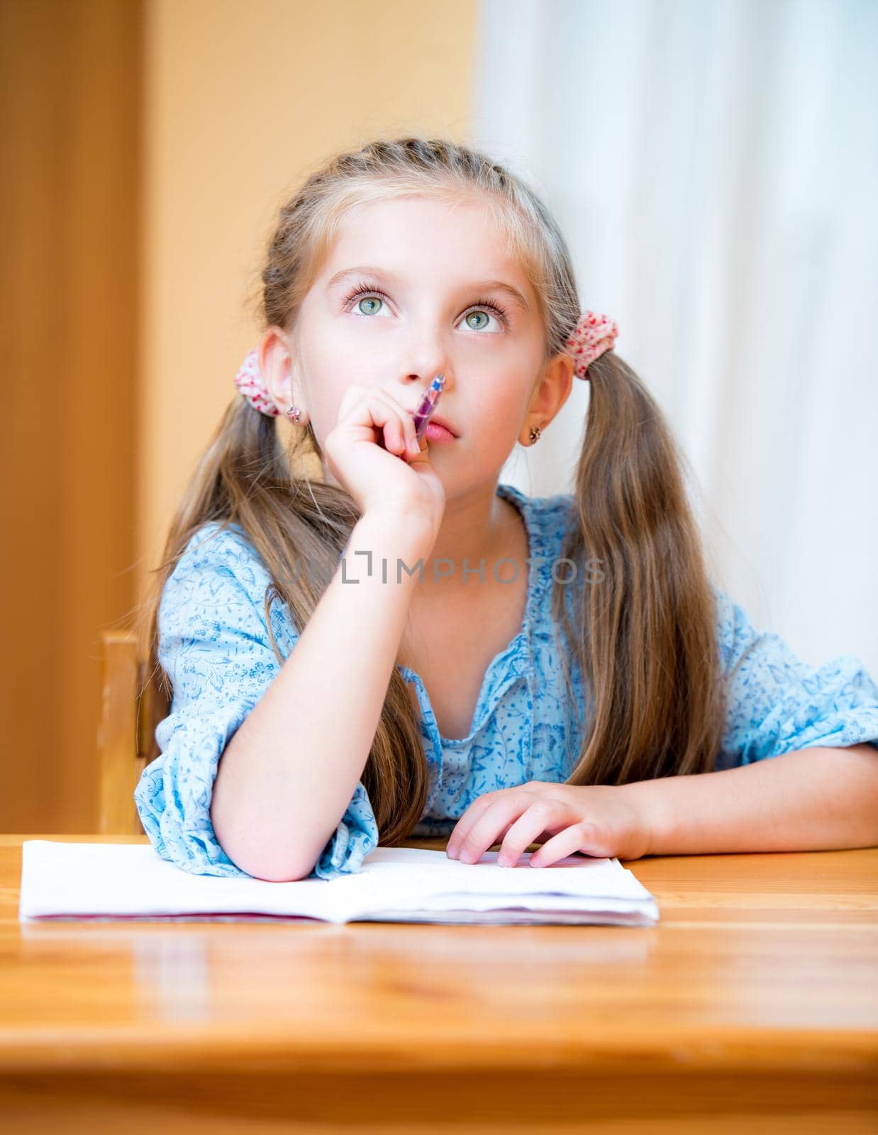 Cute little girl studying by GekaSkr