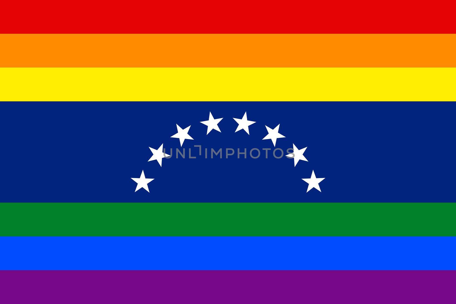 Top view of flag of Venezuela, Gay Pride, no flagpole. Plane design, layout. Flag background. Freedom and love concept. Pride month. activism, community and freedom by ErmolenkoMaxim