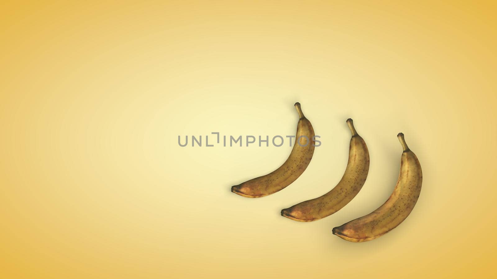 Ripe banana on a yellow background. 3D rendering by TIS